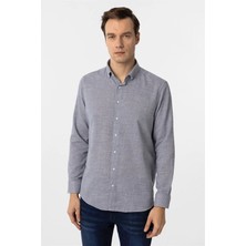 Süvari Lacivert Regular Düğmeli Yaka Casual Gömlek
