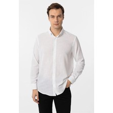 Süvari Beyaz Regular Düğmeli Yaka Casual Gömlek