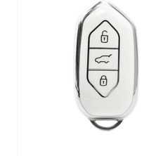 Autohan Keys Togg T10X T10F Akıllı Anahtar Kılıfı, 3 Tuşlu, Nano Koruma (Beyaz-Gümüş)