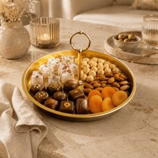 Sarkap Home Tek Katlı Yuvarlak Kulplu Gold Sunumluk