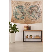 Dünya Haritası Leke Tutmaz Kadife Dokulu Kumaş Duvar Örtüsü Duvar Halısı Tapestry WLL186, 14
