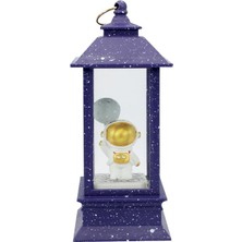 Süsle Bebek ve Parti Uçuşan Simli,12,5cm x 5cm LED Işıklı Astronot Fener Küre - A