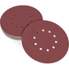 Kardion 225 mm Cırt Zımpara Kağıdı 8 Delikli Alçı Duvar Zımpara Makinesi Uyumlu (100-120-150-180-220 Kum Seçenekli) 5 Adet Paket