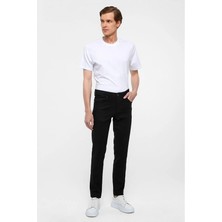 Süvari Siyah Slim Düz Düz Normal Bel Casual Pantolon