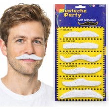 Just Cheap Store 6’lı Yapışkanlı Beyaz Parti Bıyık Seti – Farklı Modeller (4741)