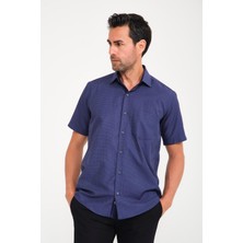 Fitmens Klasik Kısa Kol Noktalı Hediye Kutulu Erkek Gömlek FS-001218 - Lacivert