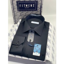 Fitmens Klasik Uzun Kol Gold Saten Cepsiz Hediye Kutulu Erkek Gömlek FS-003308 - Siyah