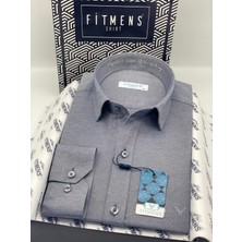 Fitmens Slim Fit Uzun Kol Ömür Boyu Yakandayım Nakışlı Hediye Kutulu Erkek Gömlek FS-001376 - Lacivert Beyaz