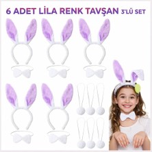 Just Cheap Store Lila Tavşan Sahne Seti 6&amp;apos;lı Set Taç Papyon Kuyruk (4741)