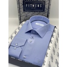 Fitmens Klasik Uzun Kol Oxford Hediye Kutulu Kolay Ütülenebilir Erkek Gömlek FS-001254 - Mavi