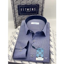 Fitmens Klasik Uzun Kol Filafil Pitikareli Swift Hediye Kutulu Erkek Gömlek FS-001263 - Indigo