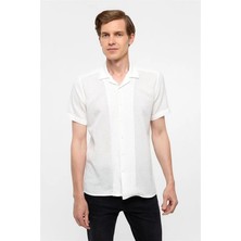 Süvari Ekru Slim Düz Casual Gömlek