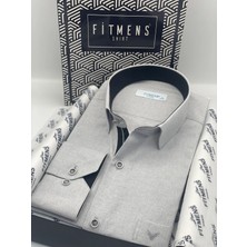Fitmens Klasik Uzun Kol Keten Cotton Hediye Kutulu Erkek Gömlek FS-001261 - Açık Gri