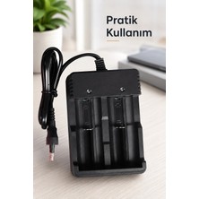 Eco Lounge Çift Yuvalı Kablolu Pil Şarj Cihazı Kompakt Gövdeli Pratik Kullanım Siyah Şarj Aparatı