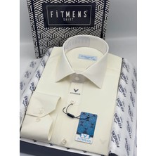 Fitmens Klasik Uzun Kol Gold Saten Cepsiz Hediye Kutulu Erkek Gömlek FS-003308 - Krem