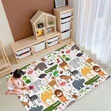 Bebek Playmat Çocuk Odası Halı Makinede Yıkanabilir Kaymaz Pamuk Taban Oyun Matı Kreş Halısı