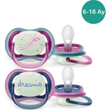 Philips-Avent Ultra Air Gece Emziği 6-18 Ay 2'li Kız SCF376/14, Standart