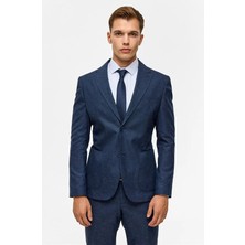 Süvari Lacivert Slim Mono Yaka Torba Cep 6 Drop Takım Elbise