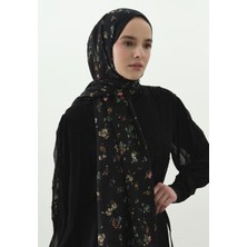 Fresh Scarfs Tiny Blooms Desenli Pamuk Viskon Şal Siyah