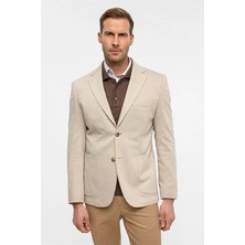 Süvari Bej Slim Mono Yaka Torba Cep 6 Drop Klasik Ceket