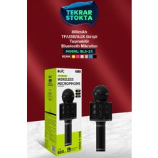 Azurtech Blıc Bls-25 Kablosuz Bluetooth Karaoke Mikrofon | Dahili Hoparlör |  Tf Kart / USB / Aux Destekli | 800 Mah Taşınabilir Mikrofon