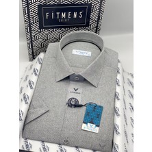 Fitmens Klasik Kısa Kol Keten Cotton Nefes Alan Kumaş Hediye Kutulu Erkek Gömlek FS-004573 - Koyu Gri