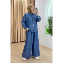 Suede Style 6218 - Rahat Salaş Ince Kadın Kot Ceket Pantolon Takımı