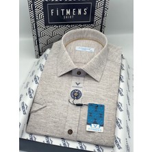 Fitmens Klasik Kısa Kol Kuşgözü Nefes Alan Yaka Alttan Düğmeli Hediye Kutulu Erkek Gömlek FS-004565 - Kahverengi