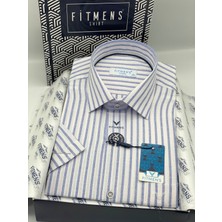 Fitmens Klasik Kısa Kol Keten Cotton Nefes Alan Kumaş Hediye Kutulu Erkek Gömlek FS-004571 - Mavi