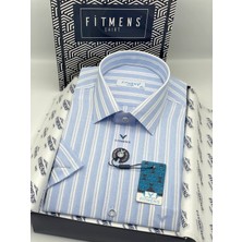 Fitmens Klasik Kısa Kol Keten Cotton Nefes Alan Kumaş Hediye Kutulu Erkek Gömlek FS-004574 - Açık Mavi