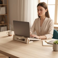 Montetoys Ergonomik Ahşap Laptop Standı Laptop Yükseltici Dekoratif ve Tüm Modellerle Uyumlu