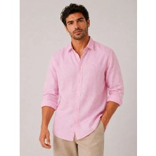 Fitmens Slim Fit Uzun Kol %100 Keten Nefes Alabilen Kumaştan Hediye Kutulu Erkek Gömlek FS-004170 - Pembe