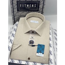 Fitmens Klasik Kısa Kol Keten Cotton Nefes Alan Kumaş Hediye Kutulu Erkek Gömlek FS-004573 - Bej