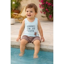 Pino Baby %100 Pamuk Look Baskılı Erkek Bebek Yazlık Atlet Şort Takımı 3495