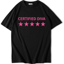 Brz Collection Unisex Oversize Certified Diva T-Shirt Siyah
