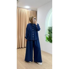 Suede Style 6218 - Rahat Salaş Ince Kadın Kot Ceket Pantolon Takımı