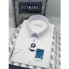 Fitmens Klasik Kısa Kol Cepsiz Yaka Düğmeli Armüllü Hediye Kutulu Erkek Gömlek FS-004575 - Beyaz