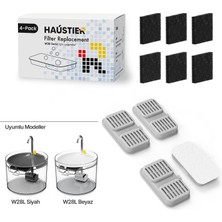 Haustier Fw3 Set Uyumlu Otomatik Kedi Su Sebili Uyumlu W28L Filtre Seti (4 Adet)