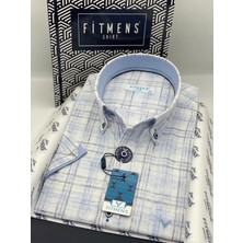 Fitmens Klasik Kısa Kol Keten Yaka Düğmeli Hediye Kutulu Erkek Gömlek FS-004569 - Açık Mavi
