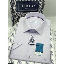 Fitmens Klasik Kısa Kol Keten Cotton Nefes Alan Kumaş Hediye Kutulu Erkek Gömlek FS-004570 - Lila