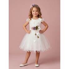 Ciliegia Dolls Kız Çocuk Çiçek Süslemeli Tül Abiye Elbise