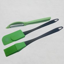 Dore Voir 3 Lü Set Soyacak/yumurta Fırçası/ Sıyırma Spatulası- Açık Yeşil Renkli