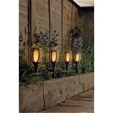 4 Adet Alev Efektli Meşale Solar LED Güneş Enerjili Bahçe Lambası Aydınlatması Armatür 50 cm