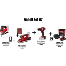 Einhell Set-67(Einhell Akülü Dekupaj Testere+Akülü Zımpara+Akülü VIDALAMA+2X18V 2,5 Ah Akü & Şarj Cihazı)