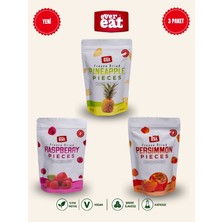 Evereat Ananas-Frambuaz-Cennet Hurması Freeze Dry Meyve Cipsi 3'lü Paket Doğal Atıştırmalık