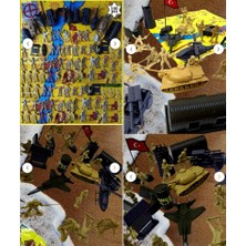 Oyuncak Sahili Tank Asker Set Oyun Halısı 100 Parça 3 Paket Komando Uçak Kale Bayrak Oyuncak Tank Taburu