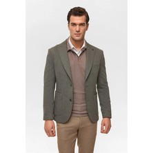 Süvari Haki Slim Mono Yaka Torba Cep 6 Drop Klasik Ceket