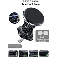 Mimtec Klima Telefon Tutucu - 360 Dönebilen Mıknatıslı Araç Içi Telefon Tutucu 2 Adet Yapışkan Levha Hediye
