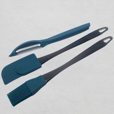 Dore Voir 3 Lü Set Soyacak/yumurta Fırçası/ Sıyırma Spatulası- Çam Yeşili Renkli