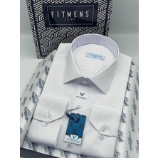 Fitmens Klasik Uzun Kol Cepsiz Likralı Rahat Kumaş Erkek Gömlek FS-004517 - Beyaz